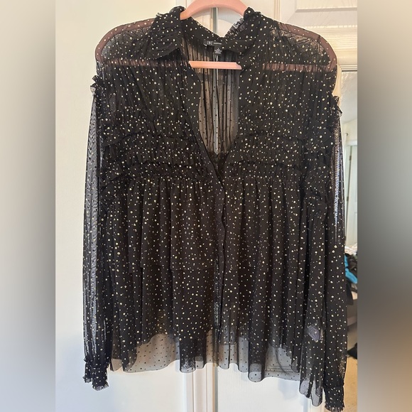 I.N.C black and gold sheer blouse - Picture 1 of 7